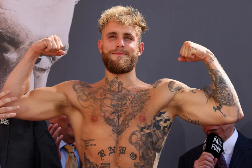 Boxer Jake Paul is pictured during a weigh-in as we look at the best Jake Paul vs. Nate Diaz odds