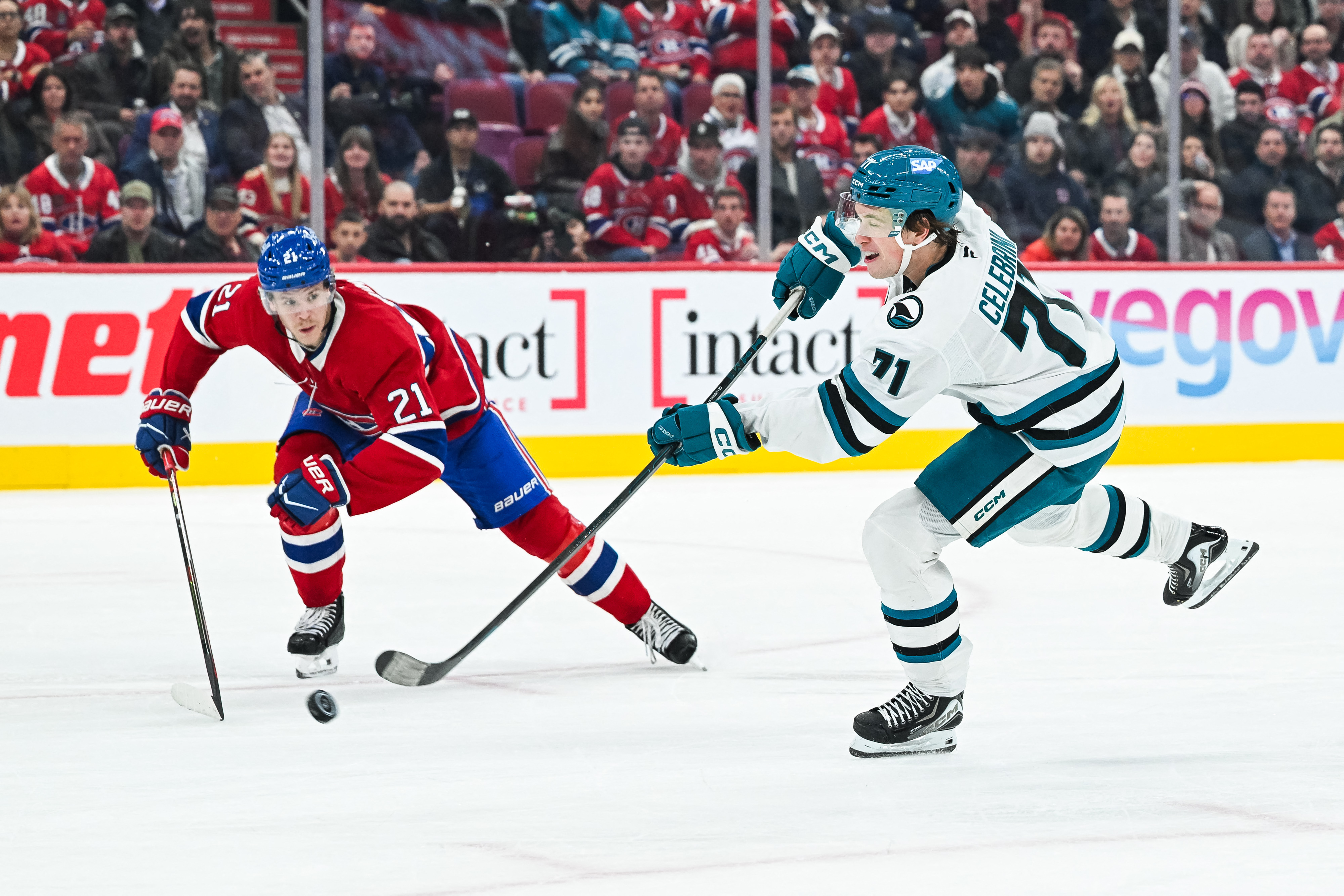 Pictured: Macklin Celebrini in action as we break down our NHL Predictions Today: Odds, Picks & Best Bets for Thursday. Oct. 22. Photo by David Kirouac-Imagn Images.