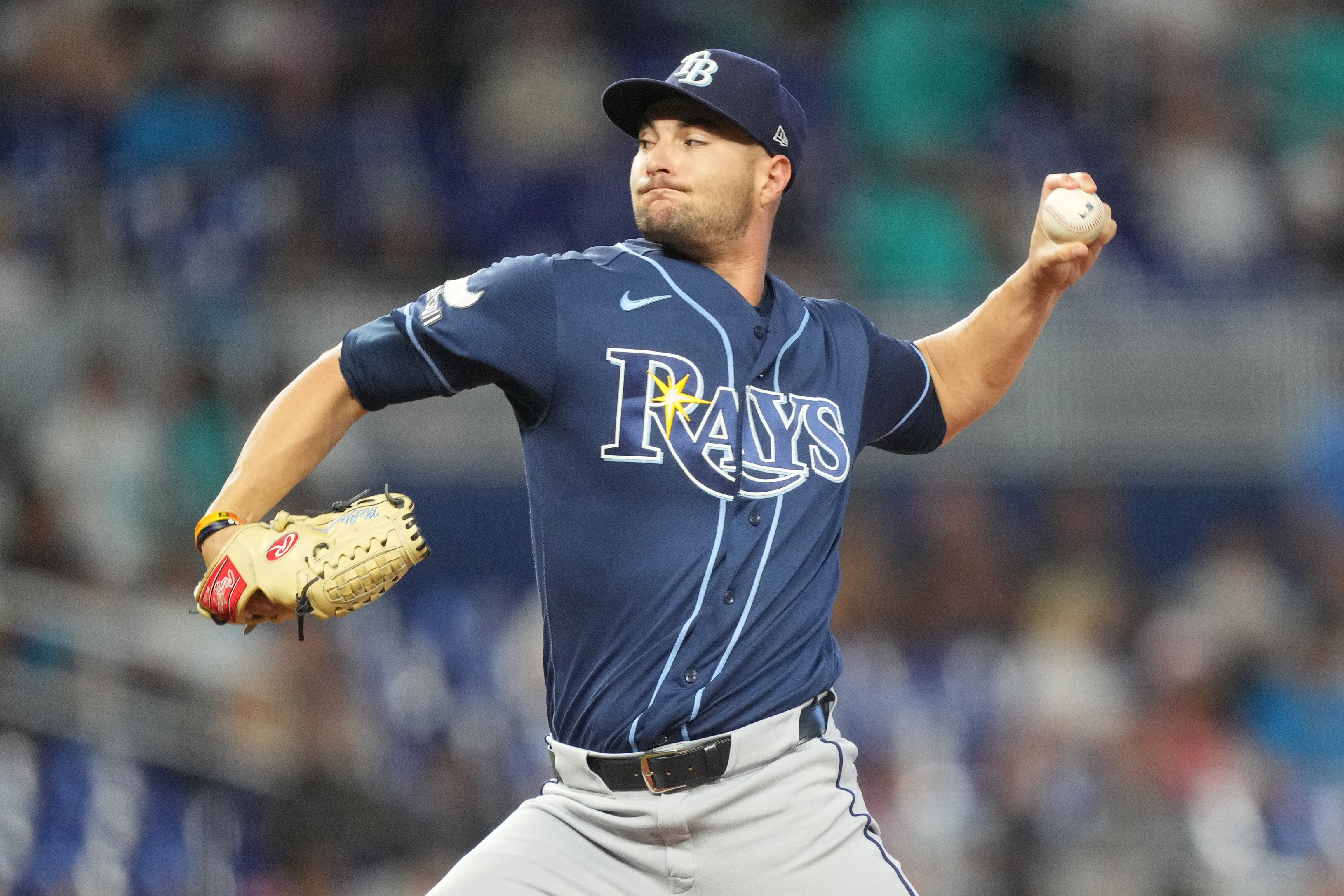 Tampa Bay Rays pitcher Shane McClanahan - who's featured in my best strikeout props today - throws in the first inning. 