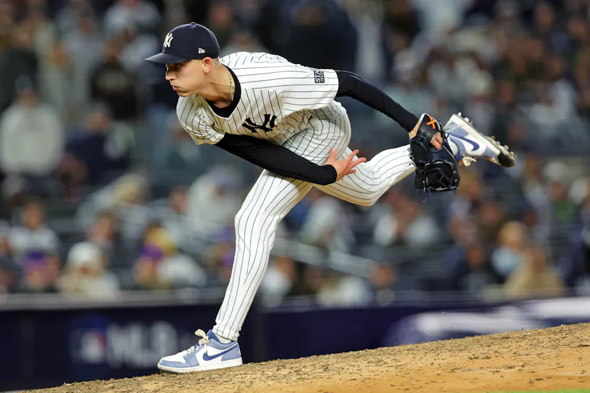 New York Yankees pitcher Luke Weaver pitches as we look at Fanatics deal with the MLBPA.