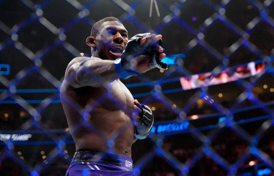 Joaquin Buckley reacts after defeating Stephen Thompson as we make our UFC Tampa: Covington vs. Buckley predictions.