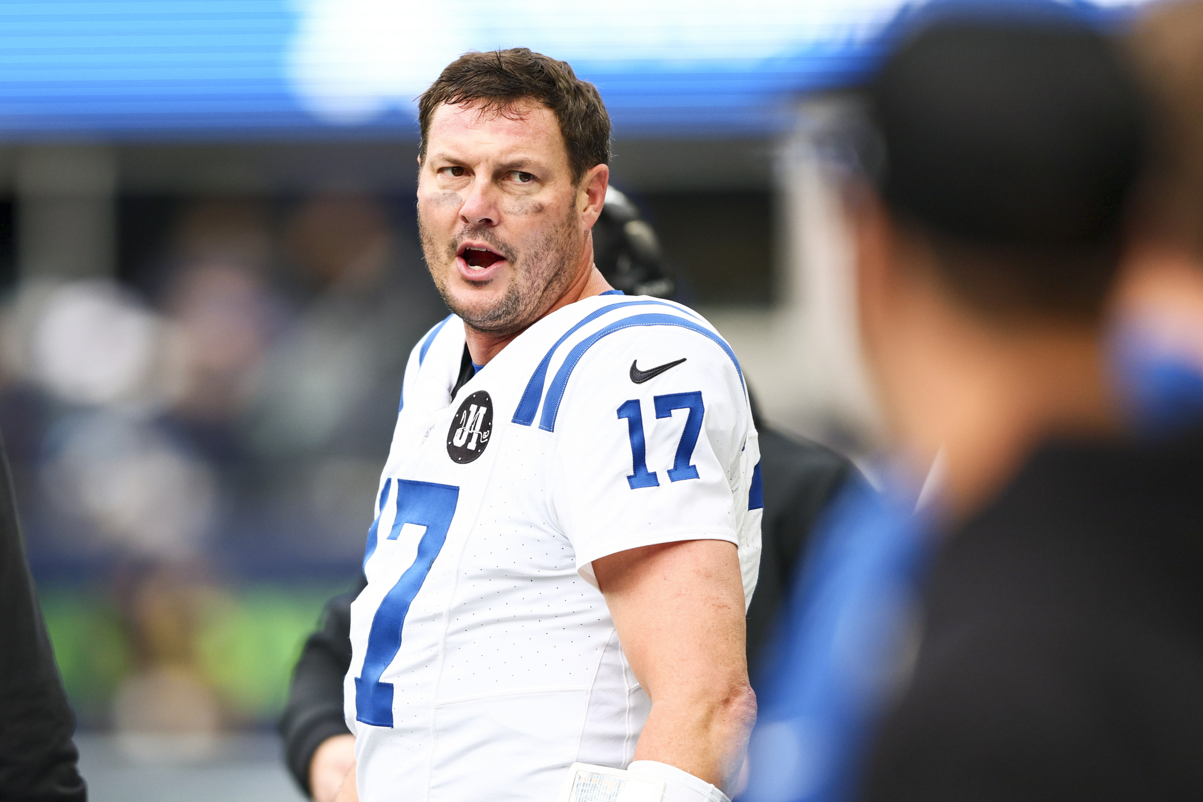 Indianapolis Colts quarterback Philip Rivers (17) stands on the sideline as we break down our best Philip Rivers player prop bets for Monday Night Football.