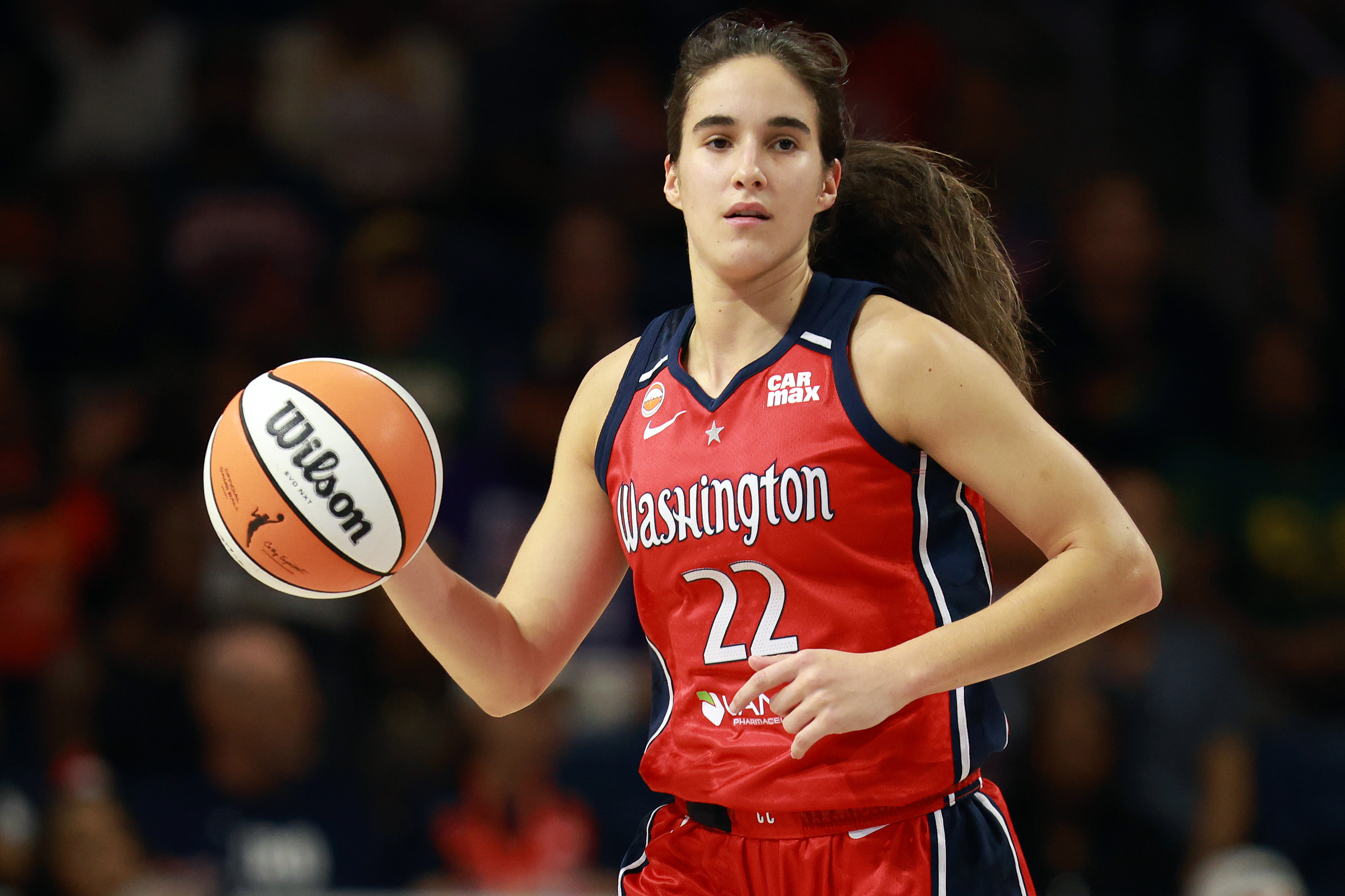 Washington Mystics guard Sonia Citron (22) looks on as we break down our Mystics vs. Fever prediction.