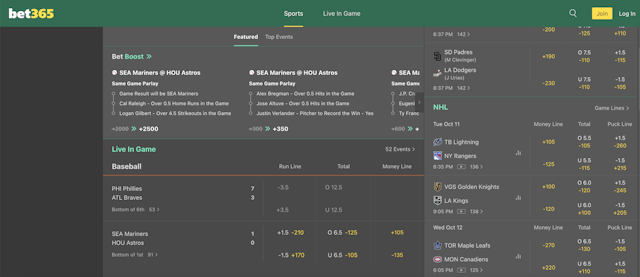 bet365 US homepage